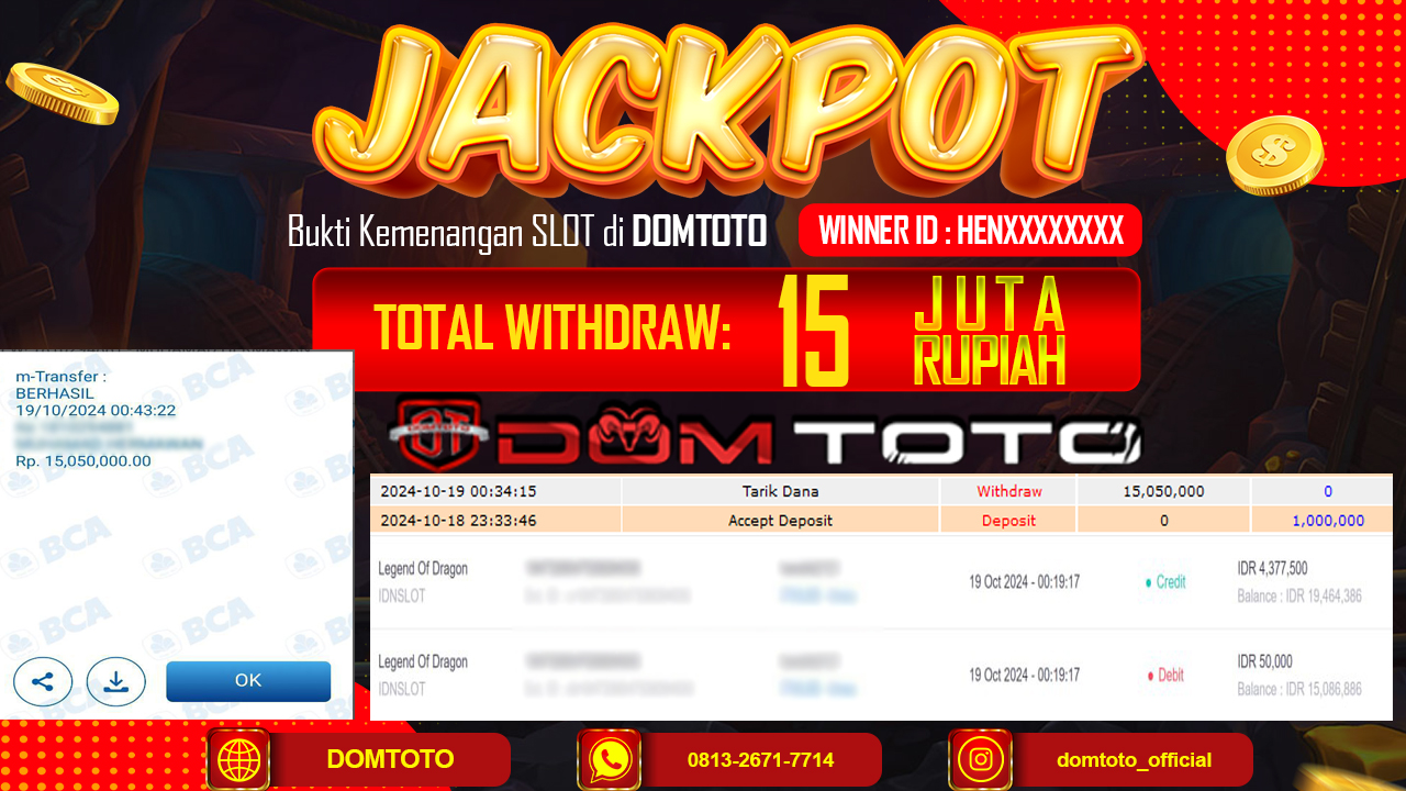 JACKPOT PERMAINAN LAGEND OF DRAGON IDN SLOT 19 OKTOBER 2024